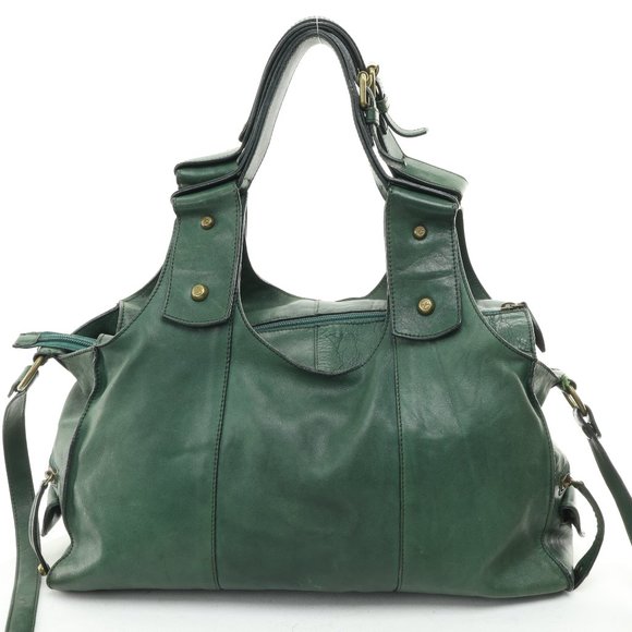 Vintage Francesco Biasia Green Leather Shoulder Bag Purse Crossbody • 16 x 9 x 5 - Picture 5 of 13